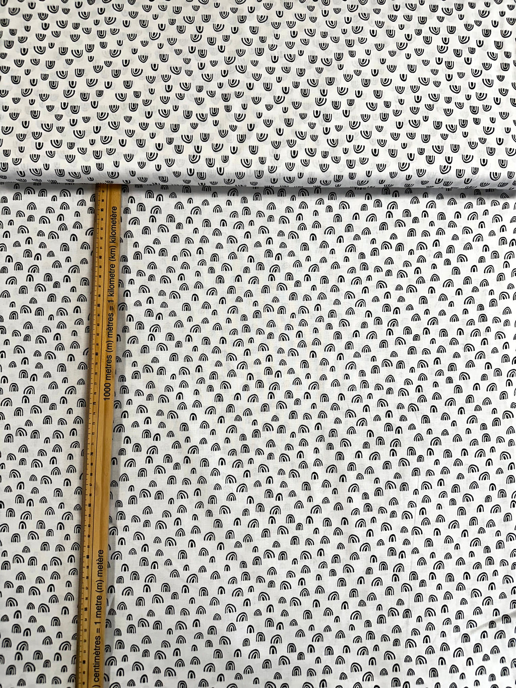 Coton Imprimé Arc- En- Ciel Fond Blanc